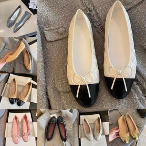 Fashion Designer Loafers Womens Shoes Pink Beige Luxury Paris Brand Lady Soft Leather Low Heels Flat Dress Shoe White Black Gold Beige Ladies Ballerina Slippers