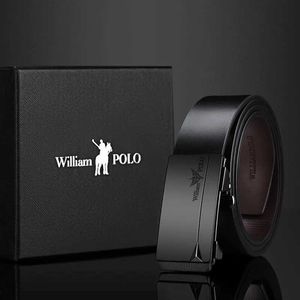 Belts Mens Belt Automatic Buckle Authentic Leather Waist Mens Belt Brand High Quality Fashion Belt William Polo Q240401