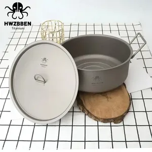 Cookware Sets Hwzbben Outdoor Pure Titanium Pot 3-5 People Boil Water Cooking Outdoors Camping Set Equipment For Kitchen Cutlery