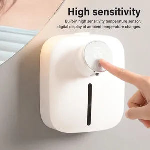 Liquid Soap Dispenser Multifunctional Wall Mounted Automatic Infrared Sensor LED Digital Display Foam USB Rechargeable