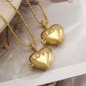 Pendant Necklaces New Fashion Copper Zircon Heart shaped Pendant Necklace Fashion Crystal Lucky Love Mom Ball Chain JewelryL2404