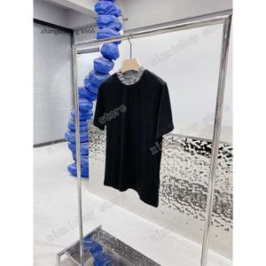 Men Women 22Ss 2024 Designers T Shirts Tee Knit Collar Jacquard Letter Roma Cotton Short Sleeve Crew Neck Streetwear Black White Blue Xinxinbuy Xs-L ee