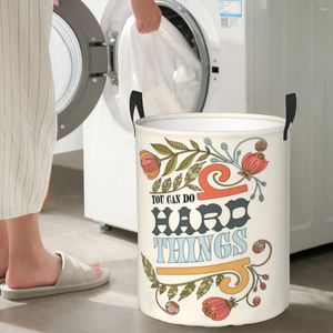 Tvättväskor Du kan göra hårda saker Cirkulär hamper förvaringskorg med två handtag vardagsrum med kläder