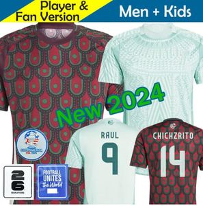 2024 Meksika Futbol Forması Evde Raulchicharito Lozano Dos Santos Club Futbol Gömlek Çocuk Kiti H.Lozano Erkekler Üniformalar Hayranlar Oyuncu Versiyonu