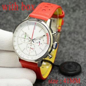 Produto de venda quente Novo Top Designer Relógio de movimento de quartzo Mens Relógio masculino de luxo de alta qualidade 41mm Pulseira de couro Marca Relógio de safira à prova d'água