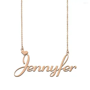 Colares Pingente Jennyfer Placa de Nome Personalizado Colar Para Mulheres Meninas Amigos Aniversário Casamento Natal Mãe Dias Presente