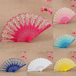 Decorative Figurines Spanish Folding Retro Pattern Hand Fan Single Flower Chinese Dance Wing Chun Plastic For Women