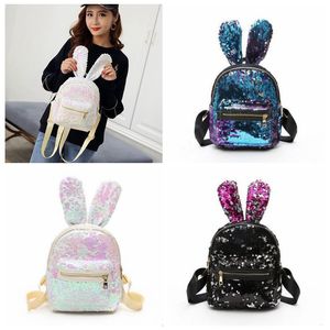 Designer saco halloween lanboli livro lantejoulas mochilas bonito mochila meninas crianças lt590 princesa orelha de armazenamento coelho fas xdbwo