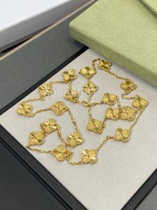 Designer-Halskette für Damen, luxuriös, 18 Karat, mit 20 Blumen, vierblättriges Kleeblatt-Anhänger-Halsketten, hochwertige Gold-Klassiker-Designer-Kette für Damen, Hochzeitsschmuck mit Box