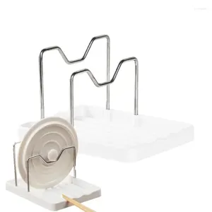 Tampa de pote de armazenamento de cozinha organizador pan resto com bandeja de gotejamento multifuncional capa rack colher antiderrapante