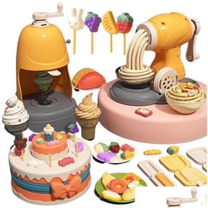 Clay Dough Modeling 3D Plasticine Mold Noodle Maker Diy Plast Play Tools Set Toys Ice Cream Color for Kids Birthday Present Y240117 DR DHAS1