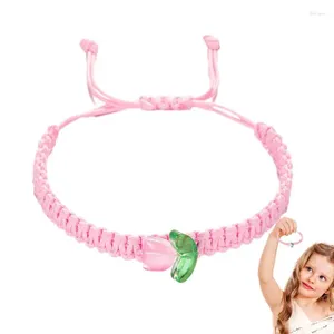 Decorazione per feste Bracciale intrecciato in tessuto fatto a mano Fiore Tulipano Stringa Braccialetti intrecciati Corda per ragazze Donne