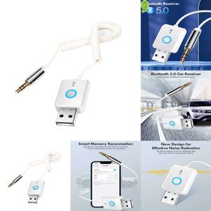 2024 Bluetooth Aux Adapter Mottagare sändare USB 3,5 mm Jack Car Audio Bluetooth 5.0 Handsfree Kit för bilelektronikillbehör