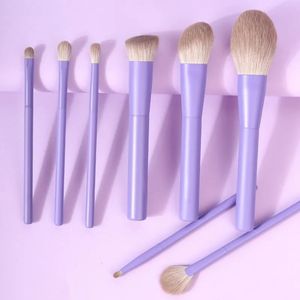 Set di pennelli per trucco rosa viola Set di pennelli vegani per capelli sintetici 8 pezzi Strumento di bellezza per fondotinta Ombretti Miscelazione polvere cosmetica 240314