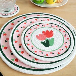 Bord mattor värmeisolering Värmesätt bomullsrep eleganta tulpaner Blomma Mathushåll Nödvändighet Placemat