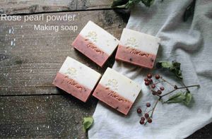 Handmade Soap Rose Pearl Powder Handmade Cold Treatment Soap Cleaning Bath Hand Gifts Essential Oil Soap Y240401