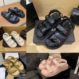 مصمم حذاء امرأة صندل Slingback Dad Sandal Sandal أحذية جلدية العجل مبطن الشرائح الصيفية Sandales Grandad الرمال الفاخرة للنساء صندل الشاطئ مع صندوق