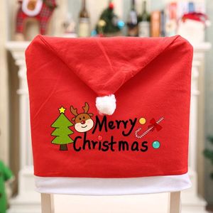 Чехлы на стулья, обеденный чехол, рождественская красная шляпа Санта-Клауса на год, веселая вечеринка, домашний декор для кухни