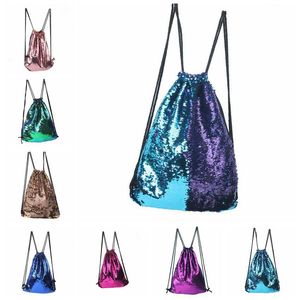 Borsa firmata Halloween Lanboli Libro Paillettes Zaini Viaggio Paillette Doppia coulisse Scintillanti Borse glitterate per esterni Sport Mer Ueoma