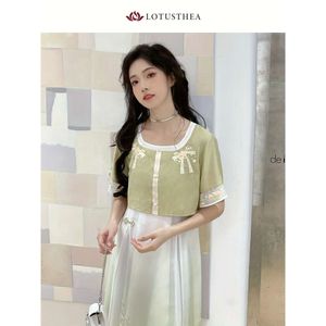 Improved Hanfu Dress, Short Sleeve Cute Daily Casual Dress for Spring & Summer, Women's Clothing