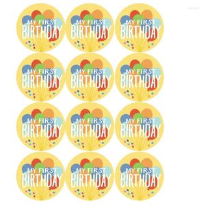 Party Decoration My First Birthday Present Sticker Round Wrap