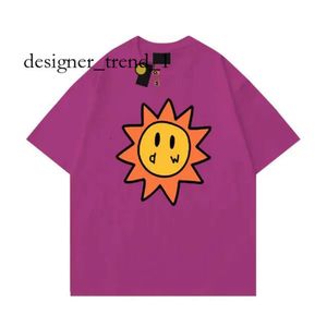Drew Camiseta Homens Designer Camisa Smiley Sun Jogando Cartas Tee Impressão Gráfica Camiseta Tendência de Verão Manga Curta Camisas Casuais High Street Drew Camiseta 6801