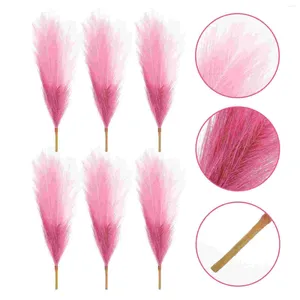 Dekorativa blommor 6 PCS Artificial Reed Vase Fake Bouquets Party Pampas Grass Pink Diy Decors Polyester Plant