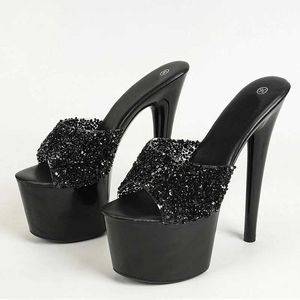 Elbise ayakkabıları siyah kırmızı yüksek topuklu platform terlikleri kadınlar yaz moda pvc şeffaf sandaletler seksi peep toe striptizci ayakkabılar h240401jojh