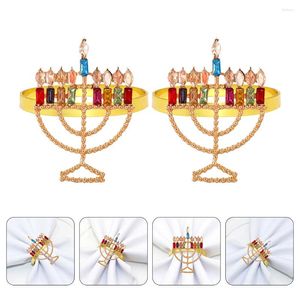 Cansola da tavolo 2 pezzi anelli da tovagliolo kosher Fornire arredamento natalizio menorah in lega di zinco fibbia decorativa serviette banchetto candele