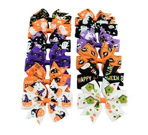 3 inch Baby Halloween Barrettes Grosgrain Ribbon Bows WITH Clip Girls Kids Ghost Pumpkin Children Girl Pinwheel Hair Clips Hairpin3651715