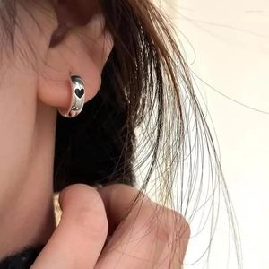 Orecchini a cerchio color argento mini cuore nero amore cerchio stile coreano semplice personalizzato per orecchini femminili accessori per gioielli per feste