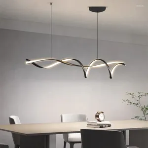 Ljuskronor Creative Black Modern LED Chandelier Restaurant Kitchen Island Bar Room Decoration