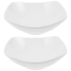 Tigelas 2 Pcs Mesa Decor Tigela Salada Fruta Contador Desktop Servindo Prato Cerâmico Branco Bandeja Grande