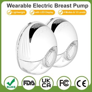 Breast Pad Wearable Breast Pump Hands Free Electric Breast Pumps Comfort Milk Collector Lätt med LED Display 4 Mod 12 Nivåer 240330