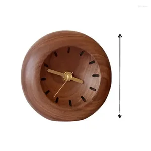 Table Clocks Black Walnut Small Clock Bedroom Decorated Home Modern Contracted Retro Creative Mute Children's Bedside