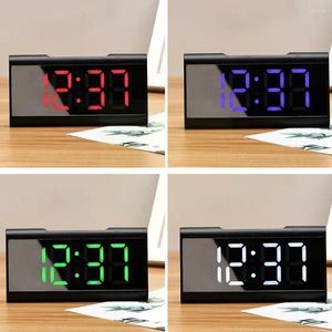 Relógios de mesa desktop led display digital despertador mudo espelho de vidro escritório em casa 2024 decoração eletrônica maquiagem t0a6