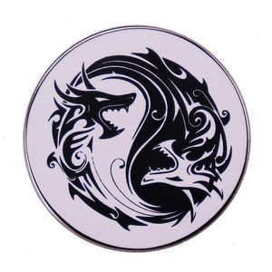 Yin Yang Dragon Enamel Brosch Viking Art Brooch Badge