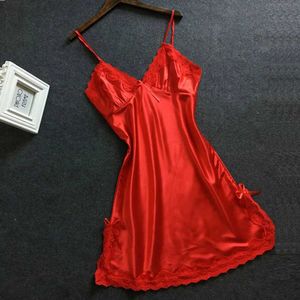 E8zm sexy pyjamas women satin sleepdress sexy bowknot spitze babydoll v hals prony Dessous große Damen Unterwäsche BH Support Pajama intim 2404101