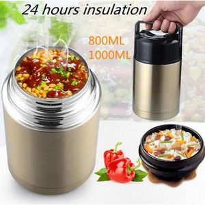 Large Capacity 800ML/1000ML Thermos Lunch Box Portable Stainless Steel Food Soup Containers Vacuum Flasks Thermoses Cup 240326