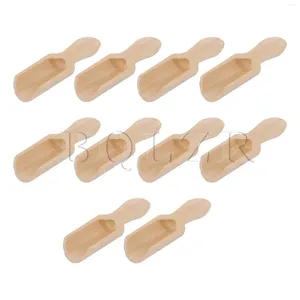 Spoons BQLZR 10 Pcs Mini Wood Kitchen Teaspoon Condiment Utensil 2.87" X 0.94"