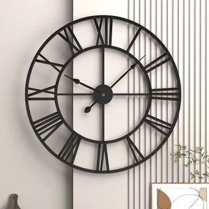 Moderno 3D Grandes Relógios de Parede Numerais Romanos Retro Redondo 40cm Metal Ferro Preciso Silencioso Nordic Pendurado Ornamento Sala de estar Decoração 240318