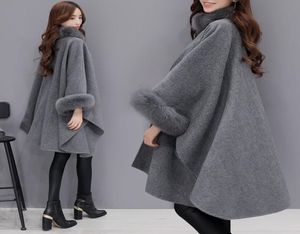 Mazefeng 2020 New Women Winter Womens Cloak Big Fur Collar Plus Size Wool Coats女性長冬ジャケットパーカーコートアウター2494773