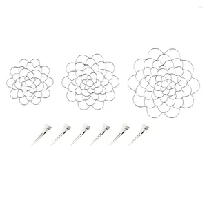 Fiori decorativi 3Pack 4/5/6 pollici Arte del ferro Acciaio inossidabile Disposizione dei fiori Cremagliera Disposizione floreale Strumento Vaso con stelo Supporto con clip di fissaggio