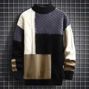 Erkek Sweaters Erkek Sonbahar ve Kış Günlük Patchwork Renk Kazak Retro Kolej Tarzı Tembel Rüzgar Uzun Kollu Puf Paltolar Damla Teslimat Dhu4s