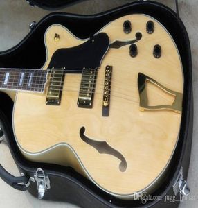 Custom L5 Jazz 335 Double F Hole Hollow Body Acoustic Electric Guitar Natrual8769903