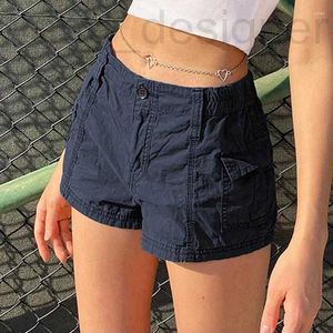 Women's Shorts designer Fashion Women Cargo Solid Color Vintage Elastic Casual Summer Pants Low Waist With Pockets For Beach Streetwear 3622