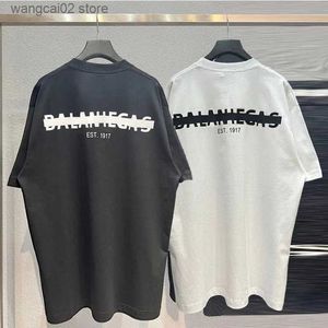 Homens camisetas Marca de luxo T-shirt Homens T Balaniegas Carta Impressão Curto Slve Verão Mulheres Redondo Pescoço Algodão Tops Y2K Strtwear Roupas T240401