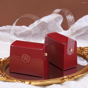 Gift Wrap 20 PCS/LOT Simple Camellia Portable Candy Box Holiday Packaging Carton Lätt att montera storlek 10.5 5 7,5 cm