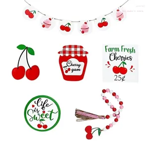 Party Decoration Tiered Tray Decors Set Farmhouses Decorations For Kitchen (Cherry Theme)