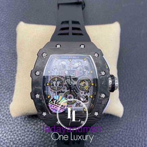 Richar Mechanics Watch Date Luxury Mens Watches Wristwatch Original 011 RM11-03 Flyback Chronograph Black Forged Carbon Case on Rubber Strap Pyj